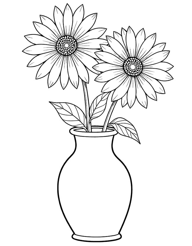 Aster flower in vase coloring page